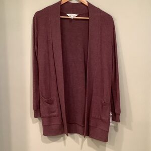 Market & Spruce Burgundy Open Cardigan